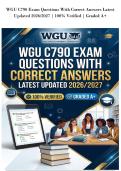 WGU C790 Exam Questions With Correct Answers Latest&NewLine;Updated 2026&sol;2027 &vert; 100&percnt; Verified &vert; Graded A&plus;