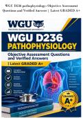 PACKAGE DEAL FOR WGU D236 Pathophysiology Objective Assessment &lpar;OA&rpar; & Practice Assessment &lpar;PA&rpar; Comprehensive 400-Question Exams&colon; Cellular Adaptation&comma; Injury&comma; and Death&semi; Inflammation&comma; Immunity&comma; and Hypersensitivity&semi; Fluid&comma; Electrolyte&comma; and Acid-Base Homeos