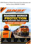 BNSF Roadway Worker Protection Exam Questions and&NewLine;Answers Latest 2026&sol;2027 &lpar;Verified&rpar;