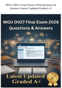 WGU D027 Final Exam 2026 Questions & Answers Latest Updated Graded A&plus;
