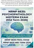 NRNP 6635&colon; NRNP-6635&colon; Psychopathology Midterm Exam &vert; Mid Term&NewLine;2026 &lpar;Latest Questions and Answers All Correct Study Guide&comma; Download to&NewLine;Score&rpar; &vert; NRNP 6635 FINAL EXAM &vert; NRNP 6635 MID TERM 2026&NewLine;&lpar;Latest Questions and Answers All Correct Study Guide
