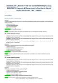 CHAMBERLAIN UNIVERSITY NR 606 MIDTERM EXAM &lpar;Practice&rpar; &vert; &NewLine;2026&sol;2027 &vert; Diagnosis & Management in Psychiatric-Mental &NewLine;Health Practicum II Q&A &vert; PMHNP