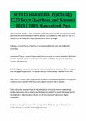 Intro to Educational Psychology&NewLine;CLEP Exam Questions and Answers&NewLine;2026 &vert; 100&percnt; Guaranteed Pass