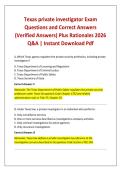 Texas private investigator Exam Questions and Correct Answers &lpar;Verified Answers&rpar; Plus Rationales 2026 Q&A &vert; Instant Download Pdf
