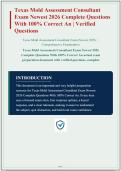 TEXAS MOLD ASSESSMENT CONSULTANT EXAM NEWEST 2026 COMPLETE QUESTIONS WITH 100&percnt; CORRECT ANSWERS PLUS RATIONALES Q&A&vert; INSTANT DOWNLOAD