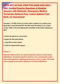 HOSA EMT ACTUAL PRACTICE EXAM 2026-2027 &vert; &NewLine;250&plus; Verified Practice Questions & Detailed &NewLine;Answers with Rationale &vert; Emergency Medical &NewLine;Technician National Prep &vert; Latest Updated Test &NewLine;Bank &vert; A&plus; Guaranteed 