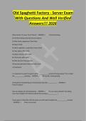 Old Spaghetti Factory - Server Exam&NewLine;With Questions And Well Verified&NewLine;Answers&excl;&excl;&excl; 2026