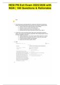 Legit HESI PN Exit Exam 2025&sol;2026 with NGN &vert; 180 Questions&comma; Rationales and Exam Prep Materials &vert; Ace Your HESI PN Exit Exam on First Attempt