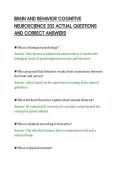 BRAIN AND BEHAVIOR COGNITIVE&NewLine;NEUROSCIENCE 202 ACTUAL QUESTIONS&NewLine;AND CORRECT ANSWERS