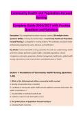 Community Health and Population-Focused &NewLine;Nursing &NewLine;Complete Guide 2026&sol;2027 with Practice &NewLine;Questions and Solutions