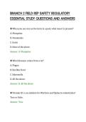 BRANCH 2 FIELD REP SAFETY REGULATORY&NewLine;ESSENTIAL STUDY QUESTIONS AND ANSWERS