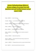Human Pathophysiology Midterm &lpar;&NewLine;Arizona collage of nursing&rpar; Final with&NewLine;questions and well verified answers actual&NewLine;exam&excl;&excl;&excl; 2026