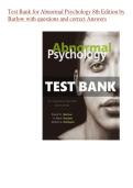 Test Bank for Abnormal Psychology 8th Edition by Barlow &vert; Questions & Answers 2026&sol;2027