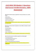 LSUS MHA 705 Module 1 Questions&NewLine;And Correct Verified Answers&comma; 100&percnt;&NewLine;Guaranteed