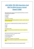 LSUS MHA 705 With Questions And&NewLine;Well Verified Answers Actual&NewLine;Exam&excl;&excl;&excl; 2026