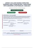 Jersey College NUR202 Geriatric Nursing Final Exam Review &vert;  Questions with Answers & Rationales &vert; 2026&sol;2027