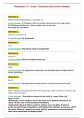 Philosophy 101 - Exam 1 Questions with Correct Answers