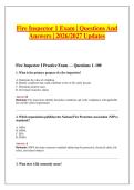 Fire Inspector 1 Exam &vert; Questions And &NewLine;Answers &vert; 2026&sol;2027 Updates