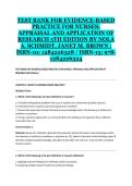 TEST BANK FOR EVIDENCE-BASED PRACTICE FOR NURSES&colon; APPRAISAL AND APPLICATION OF RESEARCH&comma; 5TH EDITION BY NOLA A&period; SCHMIDT & JANET M&period; BROWN &mdash; COMPREHENSIVE QUESTIONS&comma; ANSWERS & RATIONALES