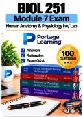 BIOL 251 Module 7 &ndash; Human Anatomy & Physiology I w&sol;Lab &lpar;2026&sol;2027&rpar; Actual Q&A &vert; Portage A&plus; Guarantee
