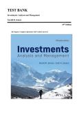 Test Bank for Investments&colon; Analysis and Management 15th Edition by Gerald R&period; Jensen & Tyler K&period; Jensen &ndash; Complete All Chapters Exam Prep with Verified Answers & Practice Questions