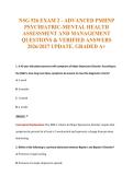 NSG 526 EXAM 2 - ADVANCED PMHNP&NewLine;PSYCHIATRIC-MENTAL HEALTH&NewLine;ASSESSMENT AND MANAGEMENT&NewLine;QUESTIONS & VERIFIED ANSWERS&NewLine;2026&sol;2027 UPDATE&period; GRADED A&plus;