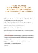 NSG 526 ADVANCED&NewLine;PSYCHOPHARMACOLOGY EXAM&NewLine;REVIEW QUESTIONS & VERIFIED&NewLine;ANSWERS 2026&sol;2027 UPDATE&period; GRADED&NewLine;A&plus;