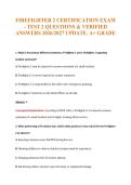 FIREFIGHTER 2 CERTIFICATION EXAM&NewLine;- TEST 2 QUESTIONS & VERIFIED&NewLine;ANSWERS 2026&sol;2027 UPDATE&period; A&plus; GRADE