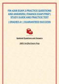 FIN 4200 EXAM 2 PRACTICE QUESTIONS AND ANSWERS &vert; FINANCE EXAM PREP &vert; STUDY GUIDE AND PRACTICE TEST