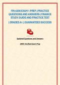 FIN 4200 EXAM 1 PREP &vert; PRACTICE QUESTIONS AND ANSWERS &vert; FINANCE STUDY GUIDE AND PRACTICE TEST