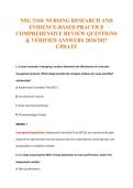 NSG 3160&colon; NURSING RESEARCH AND&NewLine;EVIDENCE-BASED PRACTICE&NewLine;COMPREHENSIVE REVIEW QUESTIONS&NewLine;& VERIFIED ANSWERS 2026&sol;2027&NewLine;UPDATE