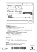 2026 A-LEVEL EDEXCEL FRENCH PAPER 1 AND PAPER 2