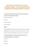 MAGNETIC RESONANCE SAFETY&NewLine;EXPERT &lpar;MRSE&rpar; &ndash;EXAM QUESTIONS &&NewLine;VERIFIED ANSWERS 2026&sol;2027 UPDATE