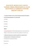 MAGNETIC RESONANCE SAFETY&NewLine;EXPERT &lpar;MRSE&rpar; PROFESSIONAL EXAM&NewLine;QUESTIONS & VERIFIED ANSWERS&NewLine;2026&sol;2027 UPDATE