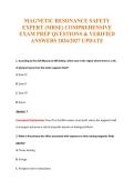 MAGNETIC RESONANCE SAFETY&NewLine;EXPERT &lpar;MRSE&rpar; COMPREHENSIVE&NewLine;EXAM PREP QUESTIONS & VERIFIED&NewLine;ANSWERS 2026&sol;2027 UPDATE