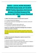 SW650 &ndash; SOCIAL WORK RESEARCH &NewLine;METHODS Study Guide UP-TO-DATE &NewLine;EXAM Practice Questions And Correct &NewLine;Answers &lpar;Verified Answers&rpar; Plus &NewLine;Rationale 2027 Q&A&vert; Instant Download &NewLine;Pdf&period; 