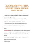 MAGNETIC RESONANCE SAFETY&NewLine;EXPERT &lpar;MRSE&rpar; FINAL EXAM PREP&NewLine;QUESTIONS & VERIFIED ANSWERS&NewLine;2026&sol;2027 UPDATE