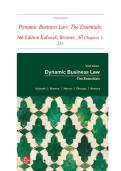 Solution Manual Dynamic Business Law&colon; The Essentials&comma; 6th Edition Nancy K&period; Kubasek&comma; M&period; Neil Browne&comma; All Chapters 1-25&rpar; Complete Solutions