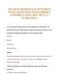 NSG120 FUNDAMENTALS OF NURSING&NewLine;EXAM 1 QUESTIONS WITH CORRECT&NewLine;ANSWERS &lpar;LATEST 2026 &sol; 2027&rpar;&comma; &lpar;A&plus;&NewLine;GUARANTEE&rpar;&period;