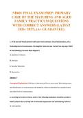NR601 FINAL EXAM PREP&colon; PRIMARY&NewLine;CARE OF THE MATURING AND AGED&NewLine;FAMILY PRACTICUM QUESTIONS&NewLine;WITH CORRECT ANSWERS &lpar;LATEST&NewLine;2026 &sol; 2027&rpar;&comma; &lpar;A&plus; GUARANTEE&rpar;&period;