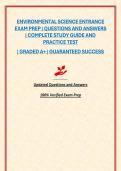 ENVIRONMENTAL SCIENCE ENTRANCE EXAM PREP &vert; QUESTIONS AND ANSWERS &vert; COMPLETE STUDY GUIDE AND PRACTICE TEST