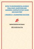 INTRO TO ENVIRONMENTAL SCIENCE FINAL EXAM &vert; QUESTIONS AND ANSWERS &vert; COMPLETE STUDY GUIDE AND EXAM PREP