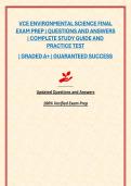 VCE ENVIRONMENTAL SCIENCE FINAL EXAM PREP &vert; QUESTIONS AND ANSWERS &vert; COMPLETE STUDY GUIDE AND PRACTICE TEST