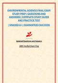 ENVIRONMENTAL SCIENCE FINAL EXAM STUDY PREP &vert; QUESTIONS AND ANSWERS &vert; COMPLETE STUDY GUIDE AND PRACTICE TEST