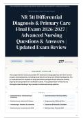 NR 511 Differential Diagnosis & Primary Care Final Exam 2026&sol;2027 &vert; Advanced Nursing Questions & Answers &vert; Updated Exam Review