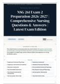 NSG 261 Exam 2 Preparation 2026&sol;2027 &vert; Comprehensive Nursing Questions & Answers &vert; Latest Exam Edition