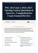 NSG 316 Exam 2 2026&sol;2027 &vert; Nursing Course Questions & Answers &vert; Comprehensive Exam-Focused Review
