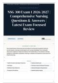 NSG 300 Exam 1 2026&sol;2027 &vert; Comprehensive Nursing Questions & Answers &vert; Latest Exam-Focused Review