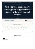 NUR 134 Test 1 2026&sol;2027 &vert; Nursing Course Questions & Answers &vert; Latest Updated Edition