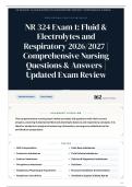NR 324 Exam 1꞉ Fluid & Electrolytes and Respiratory 2026&sol;2027 &vert; Comprehensive Nursing Questions & Answers &vert; Updated Exam Review